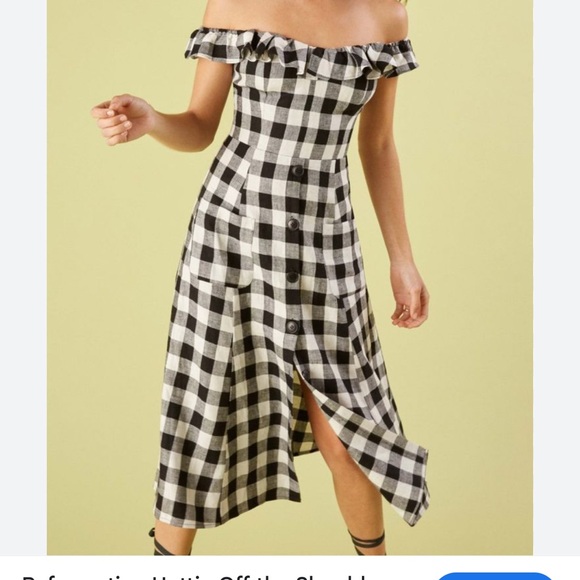 Reformation Dresses & Skirts - Reformation Womens Plaid Hattie
Dress Black White 100% Linen Size ... like new